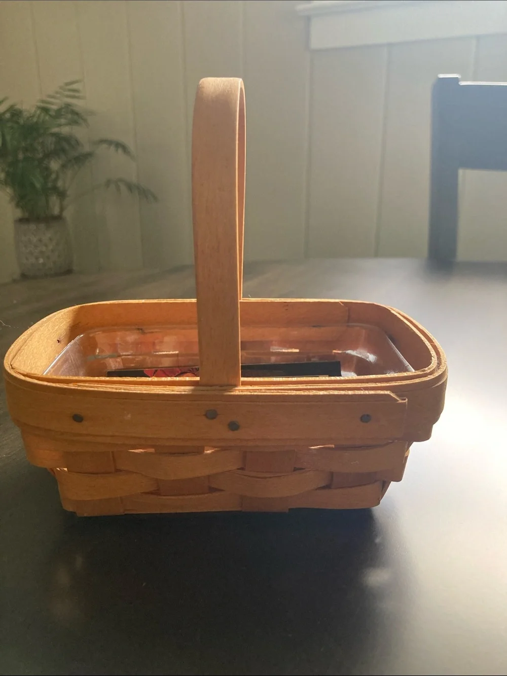 Longaberger rectangular woven basket in warm tan